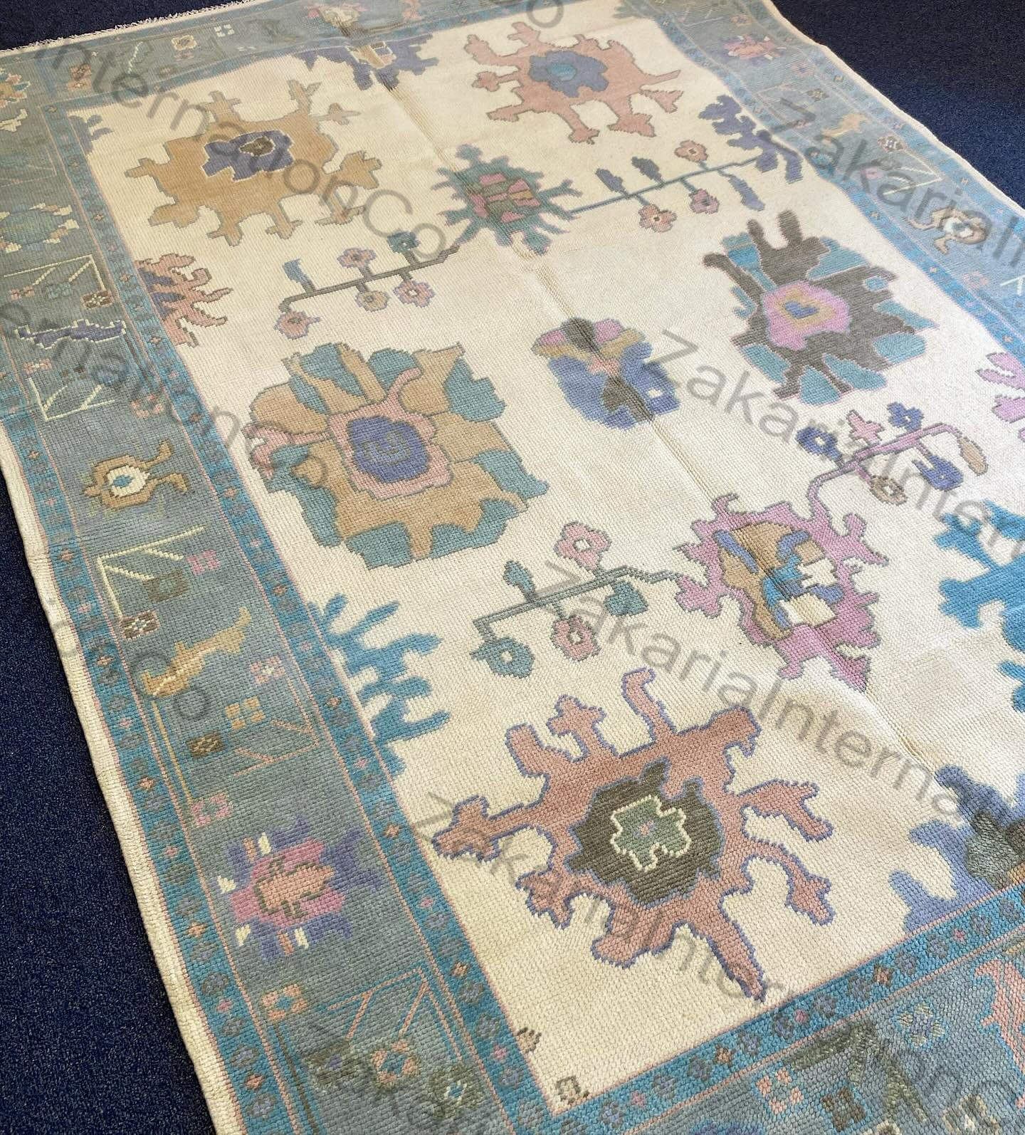 Handmade Wool Oushak Rug 8x10 | Hand Knotted Rug | Traditional Oriental 5x8 4x6 gallery