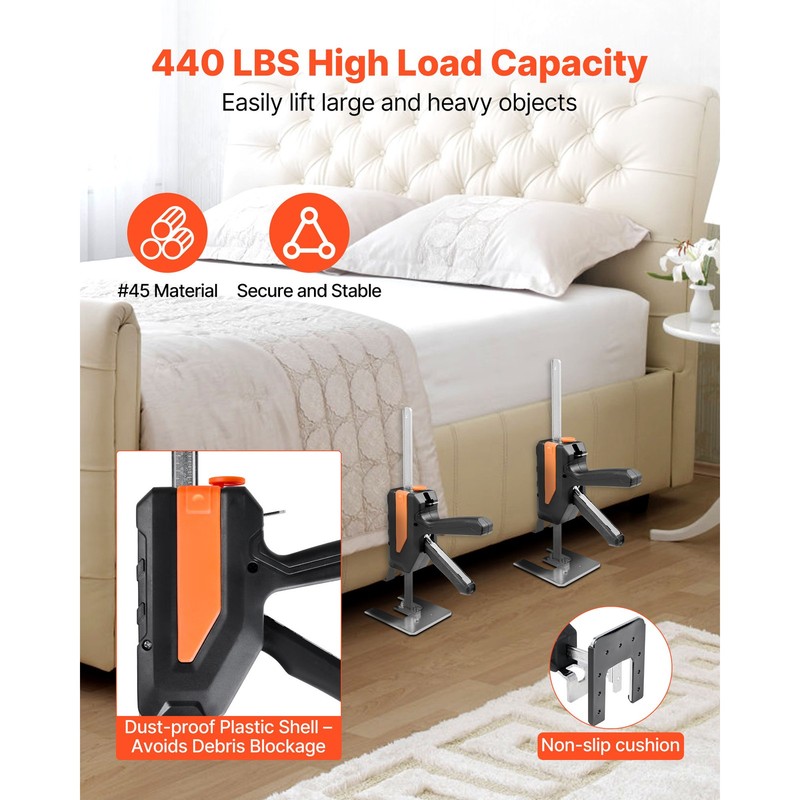Labor Saving Arm Jack 2 PCS 440lbs Capacity 2 Modes Lifting up to 7.7" Black gallery