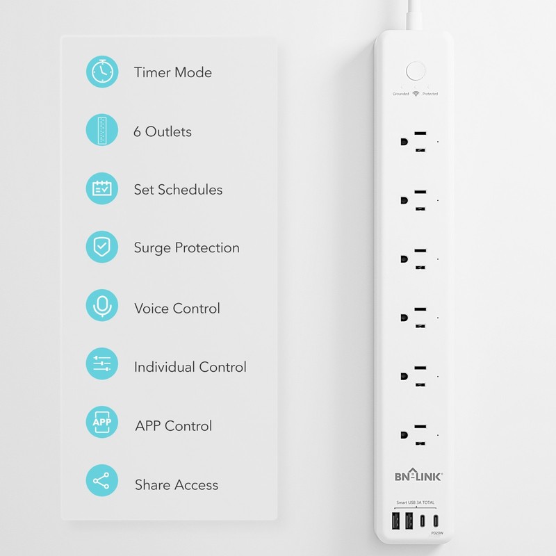 Smart Power Strip with 4 USB 6 Charging Port Multi Plug Extender Work W/ Google gallery