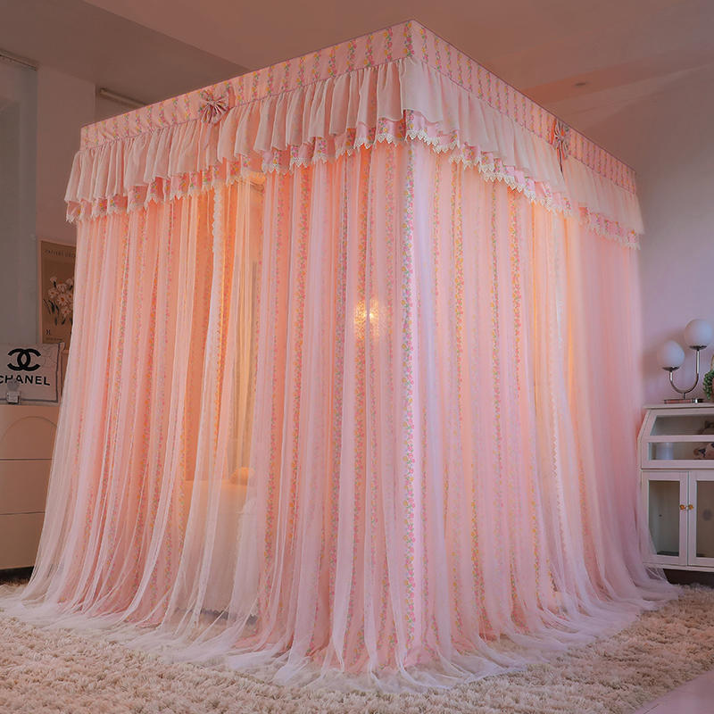 Canopy For Bed Drapes Mosquito Net Double Rod Frames Yard Anti-mosquito Net Set gallery