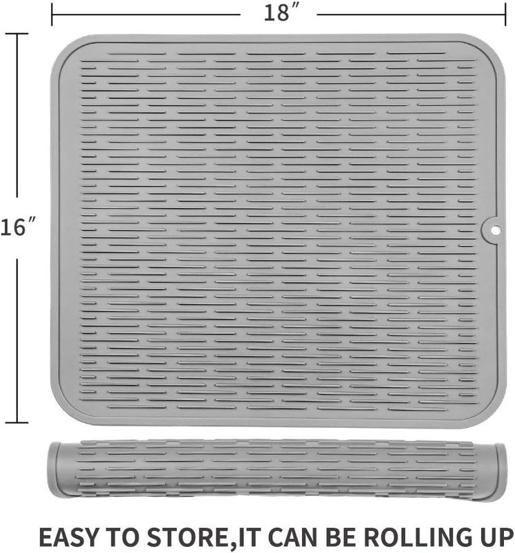 Elegant Gray Silicone Dish Drying Mat - BPA-Free, Easy Clean & Heat Resistant gallery