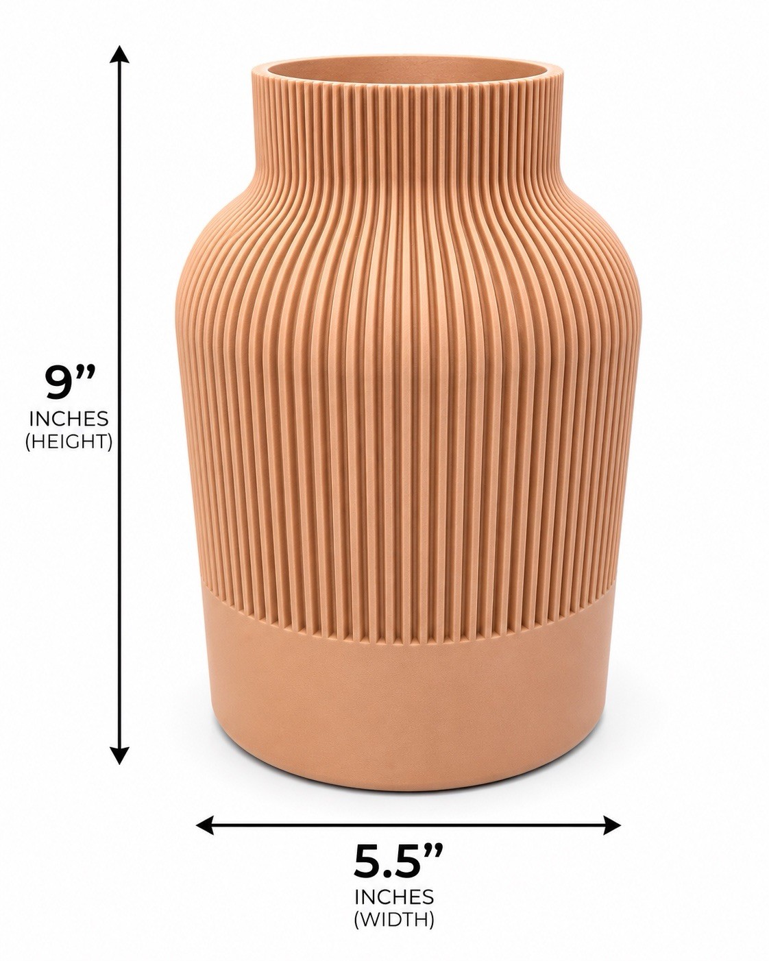Minimalist Ribbed Vase 3D Printed Modern Home Decor Beige Vase 9” Art Deco gallery