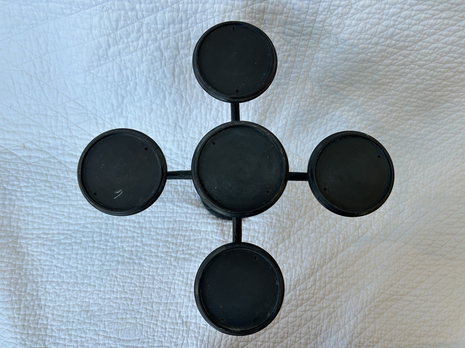 Pottery Barn Pillar Candle Holder Candelabra Artisanal Iron Dark Bronze Finish gallery