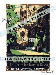 Tin Sign 1930s Exeter Devon travel poster artwork living room walls