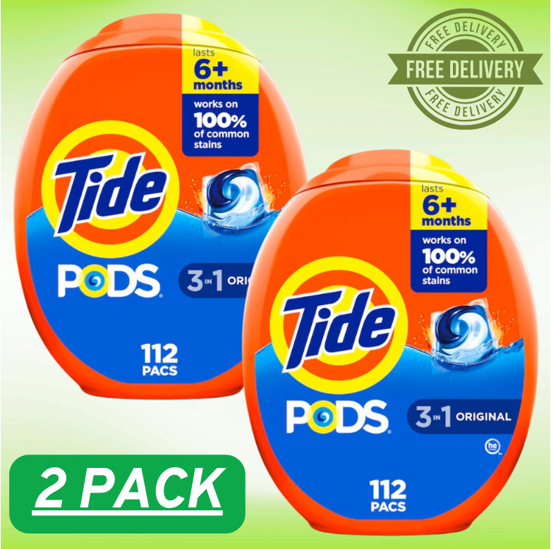 [HOT SALE] 2 PACK Tide Pods Original HE Laundry Detergent 112 Loads 112 -Count gallery