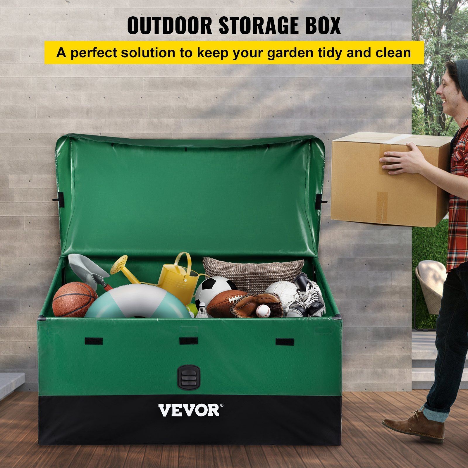 100gal Portable Garden Storage Box – Waterproof PE, Galvanized Frame gallery