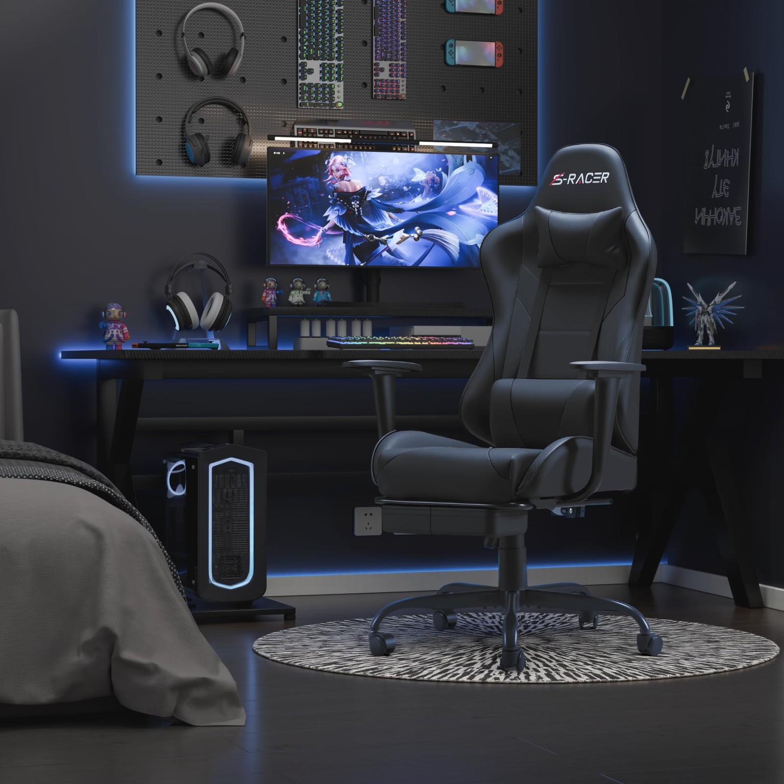 Homall Gaming Chairs, Computer Chair with 33.5D x 20.6W x 44.8H in, Black gallery