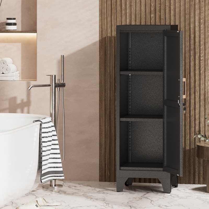 Kitchen Pantry Storage Cabinet, Lockable Metal Cabinet with Shelves Storage Unit gallery