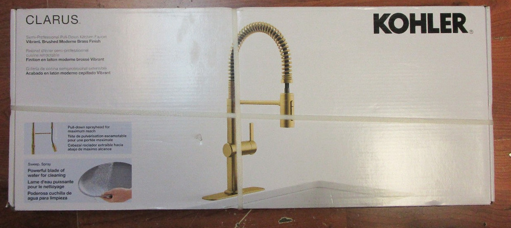 Kohler Clarus Semi-Pro Pull Down Kitchen Faucet Brushed Moderne Brass