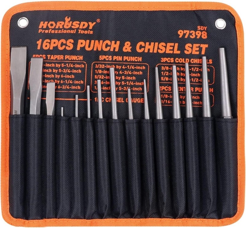 16-Piece Punch and Chisel Set, Including Taper Punch, Cold Chisels, Pin Punch... gallery
