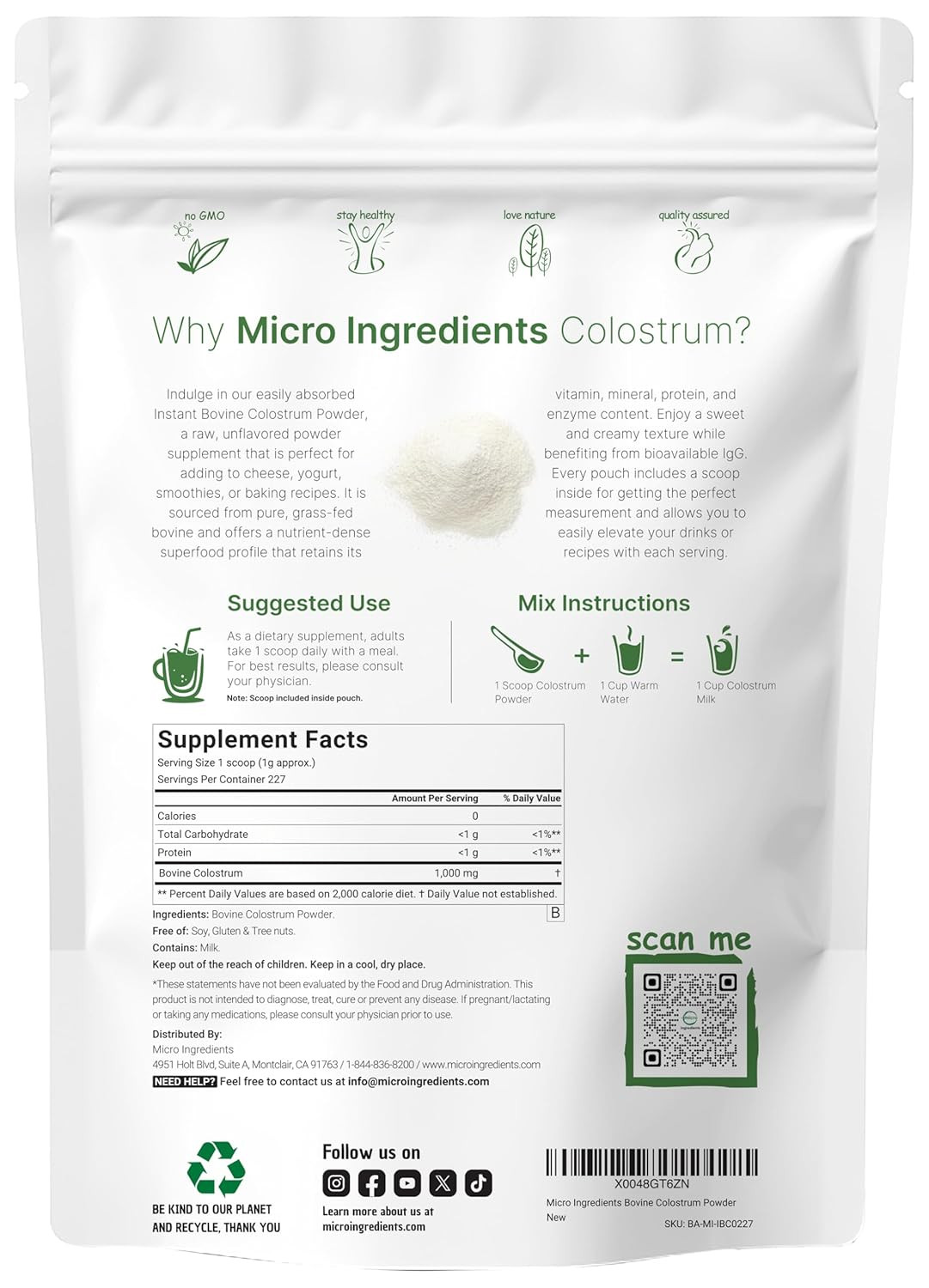 Bovine Colostrum Powder, 8 oz | Grass-Fed, Freeze-Dried | Natural IgG & IgA | Su gallery