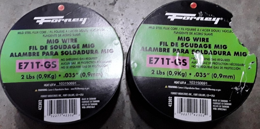 2 Forney MIG Welding Wire E71T-GS 42302 .035" .9mm Dia Mild Steel Flux Core 2lbs gallery