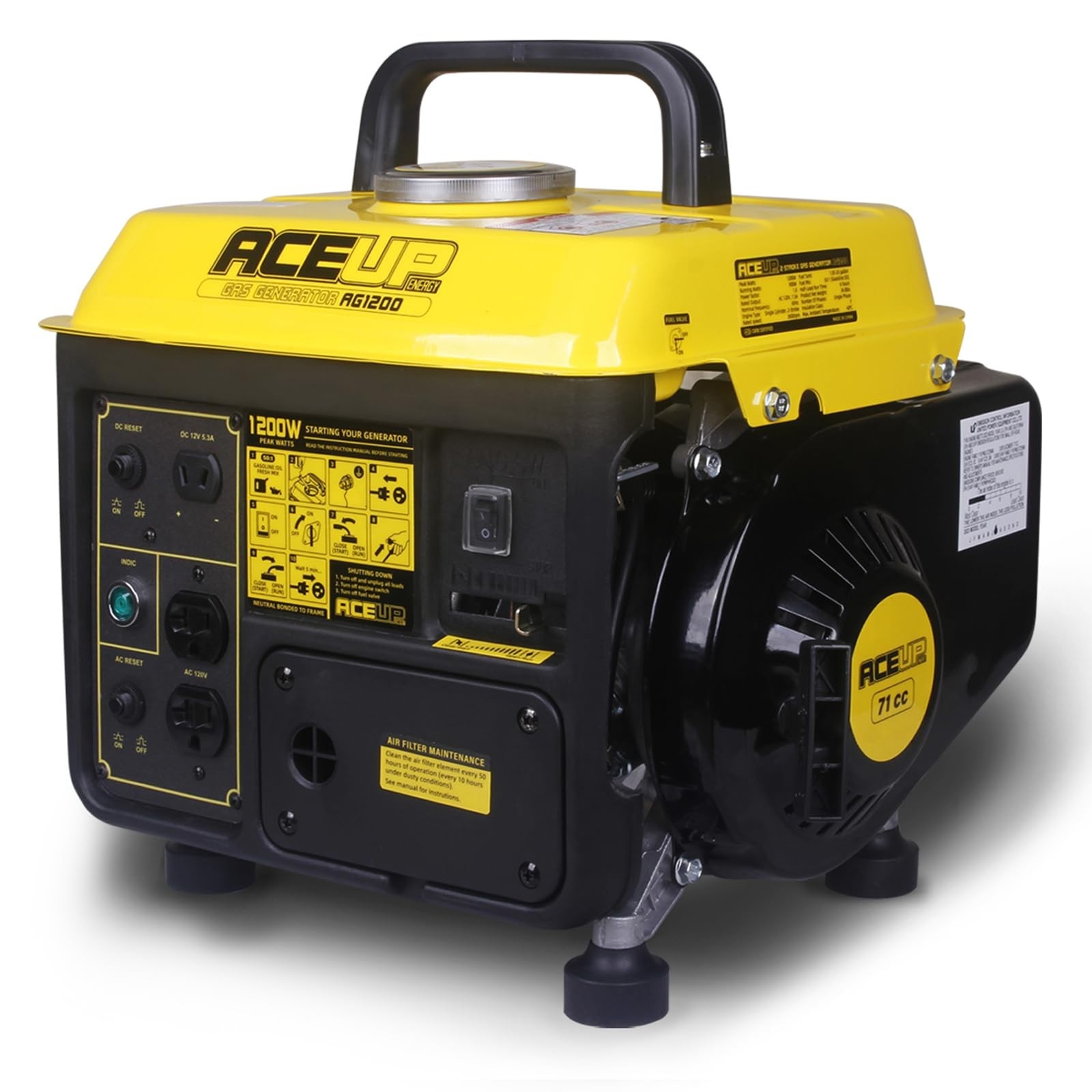 Aceup Energy 1200W Ultralight Portable Gas Generator, EPA & CARB Compliant 1000W gallery