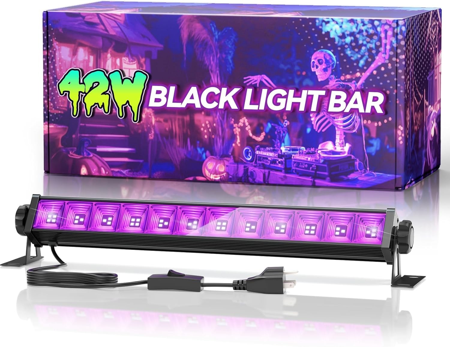 42W LED Black Light Bar, Blacklight with 6FT Cord+Switch+Plug, Glow in The Dark gallery