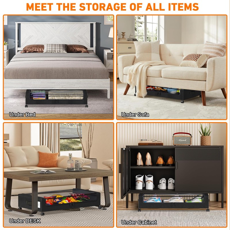 2 Pack Under Bed Storage with Wheels and Lids Storage Containers for Clothes gallery