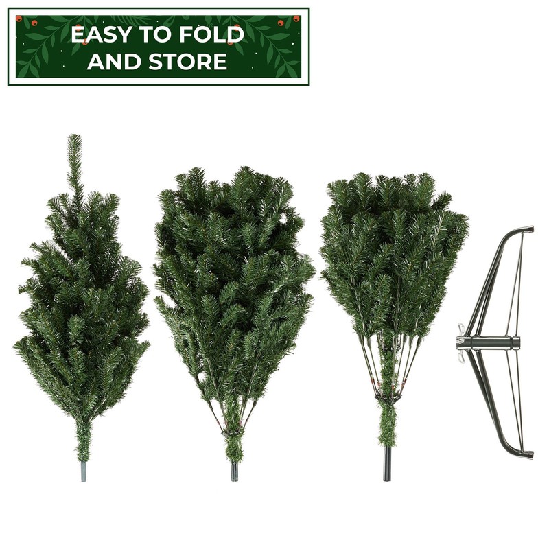 OPEN BOX - 9 ft Spruce Hinged Artificial Christmas Tree with Foldable Stand gallery