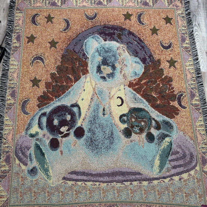 American Weavers Woven Lap Throw Christmas Teddy Bears 1997 47" x 57" gallery