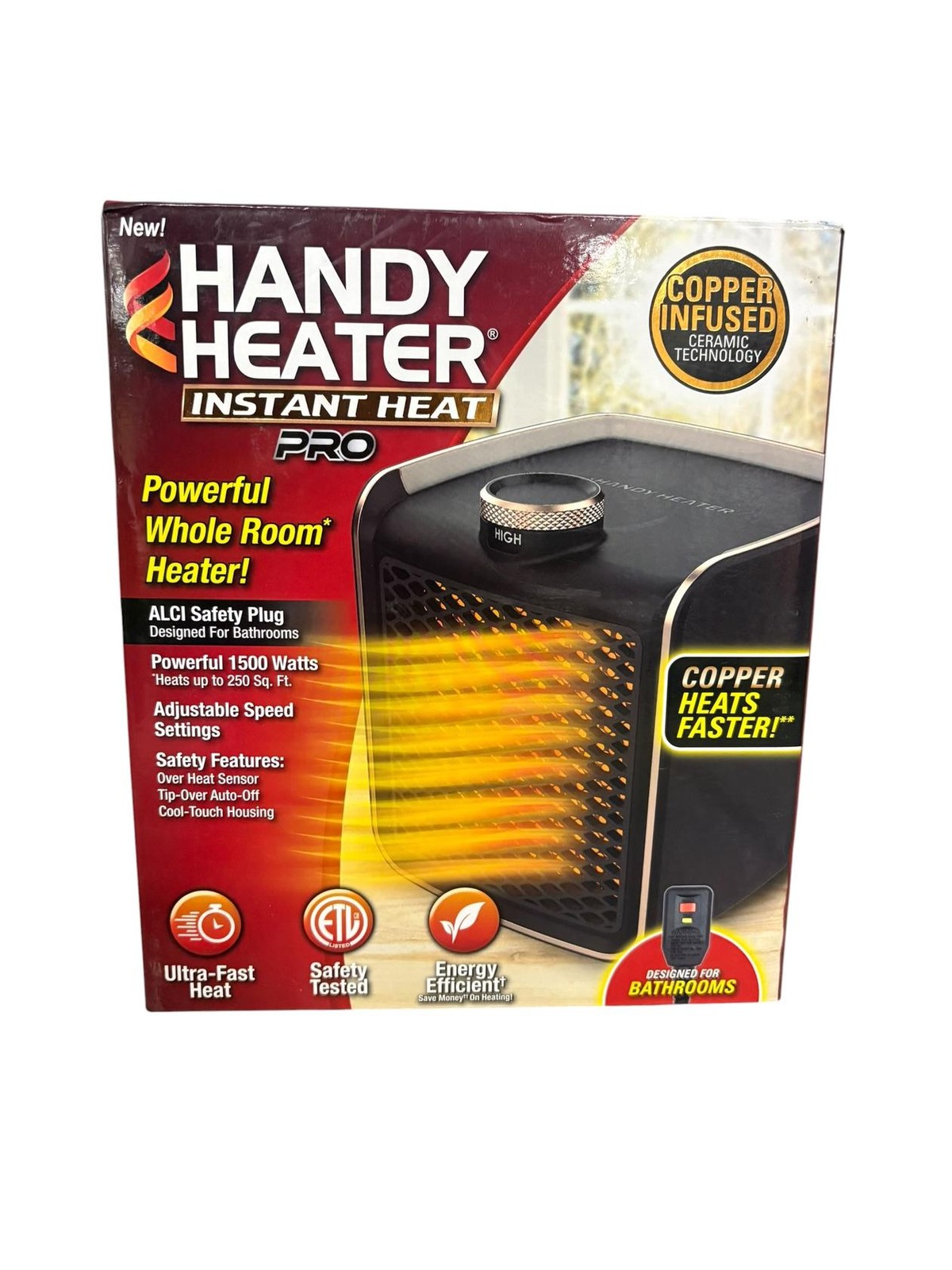 Handy Heater Instant Heat Pro Copper Infused Whole Room Heater 1500W Black gallery