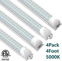 JESLED T8 Led Light 4FT D Shape 50W 5000K Linkable LED Shop Light for Garage ETL