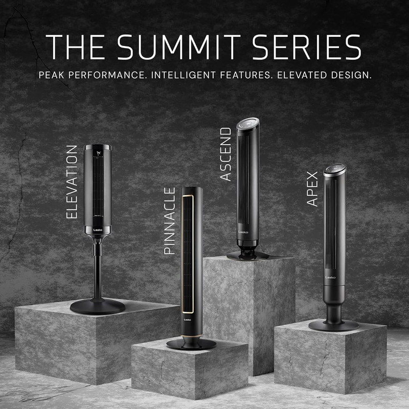 Elevation Adjustable Tower Fan 42”-54”, Pedestal Fan, 31 Ft/S Airflow, Quiet 28 gallery
