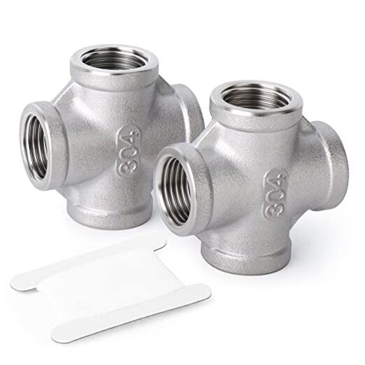 2PCS Stainless Steel 4 Way Pipe Fittings, 1/4" x 1/4" x 1/4" x 1/4" NPT gallery