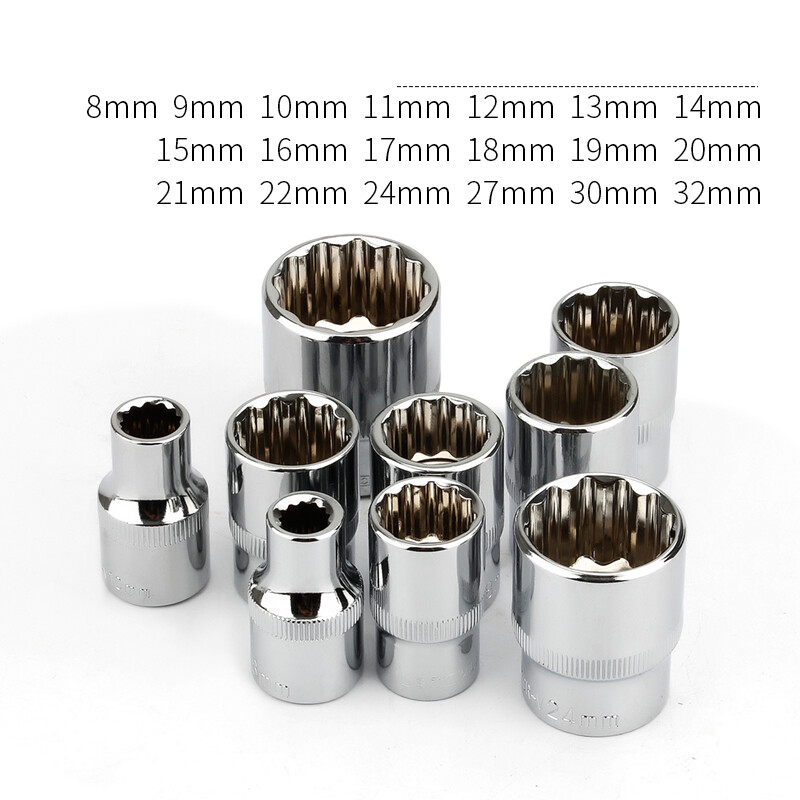 Chrome Vanadium Steel 1/2" Impact Socket Adapter Square Dodecagon Socket 8-32mm gallery