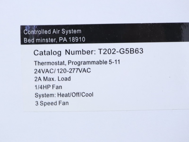 Controlled Air System T202-G5B63 Programmable Digital Thermostat 5-11 Heat/Cool gallery