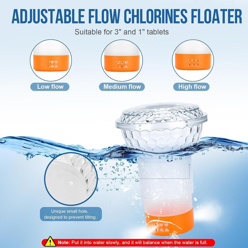 Solar Pool Chlorine Floater with Lights and Pool Water pH Testing Kit, Pool L... gallery