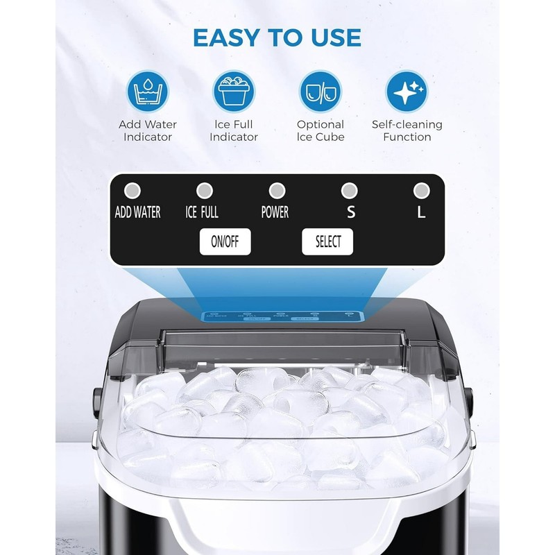 Portable Ice Machine with Self-Cleaning, 26.5 lbs/24Hrs, 8 Ice Cubes in 6 Mins gallery