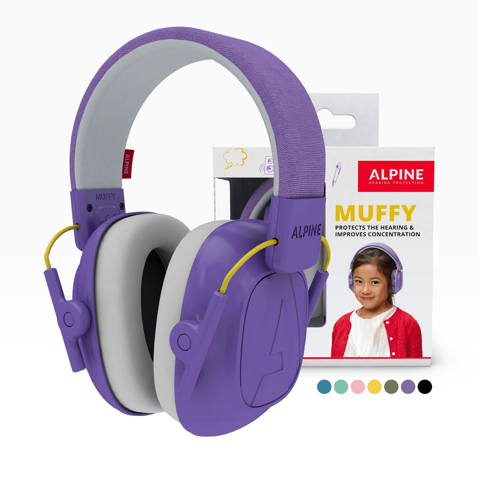 Hearing Protection Kids Adjustable Ages 3-16 Noise Cancelling 25dB Purple Alpine gallery