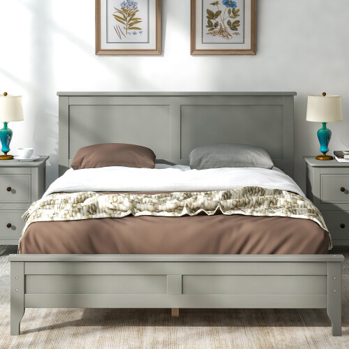 Solid Wood Platform Bed Frames with Headboard & Footboard Full/Queen/King Size gallery