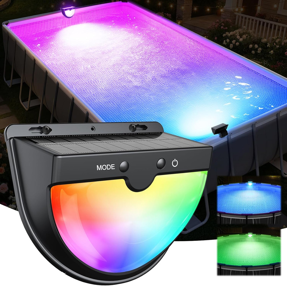 Solar Pool Lights for above Ground Pools, Solars Pool Lights with 10 Lighting Mo