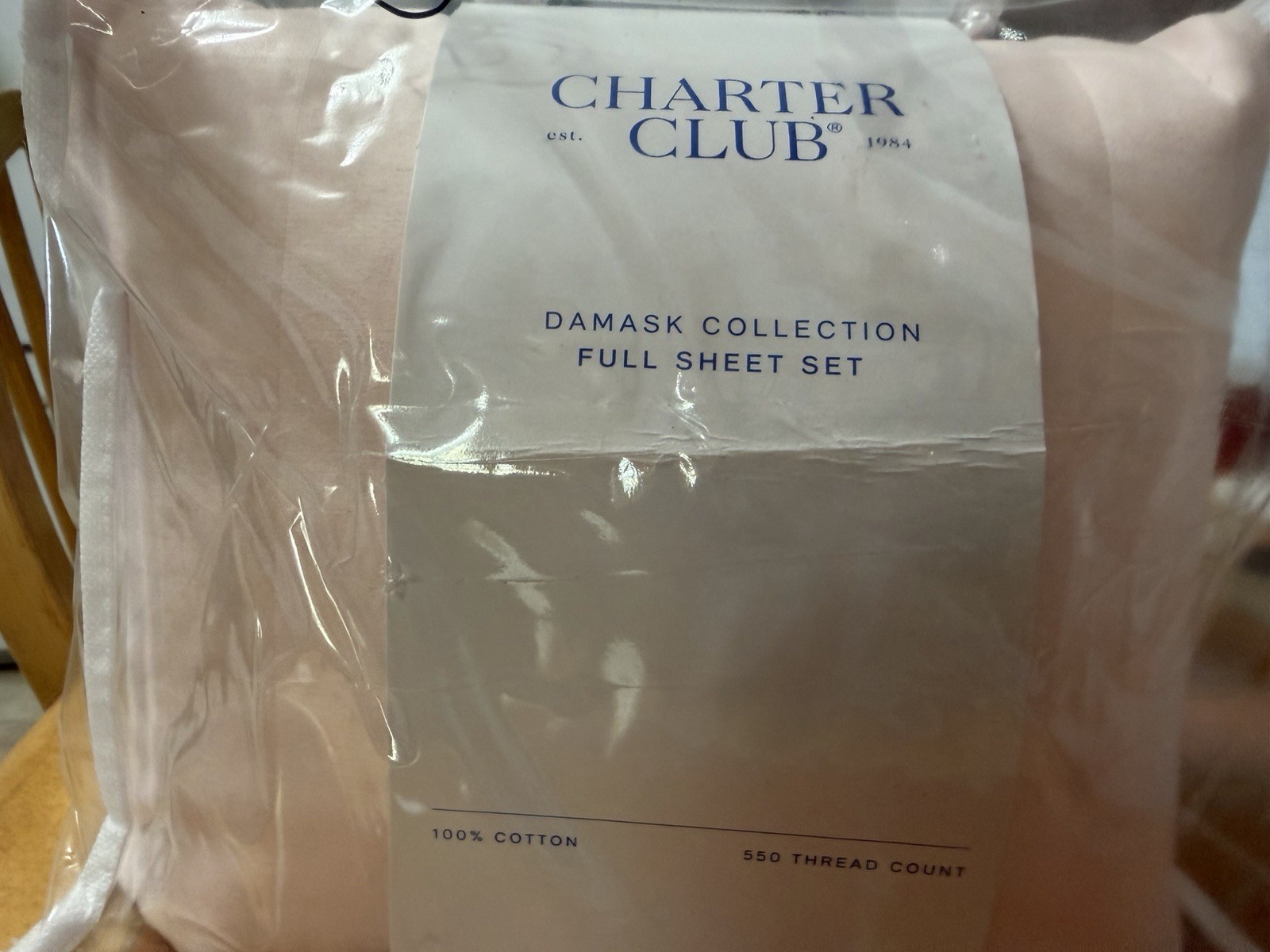 Charter Club Damask Collection Full Sheet Set 100% Cotton Pink 401-600 TC gallery