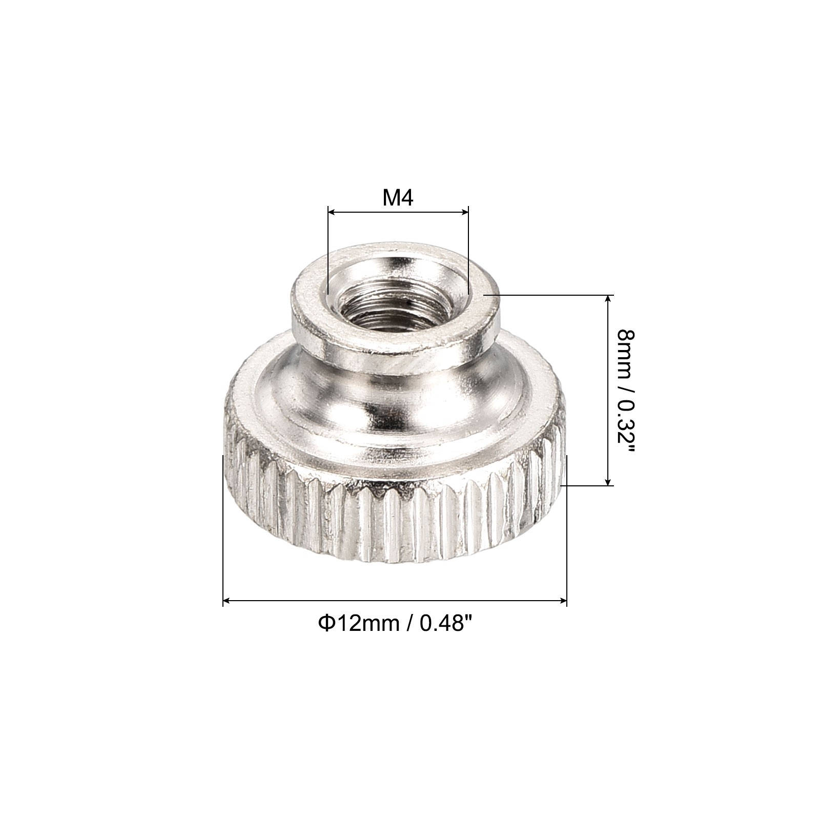 Knurled Thumb Nut 25Pcs M4X0.7 Iron Round Knobs nickel plating Silver Tone gallery