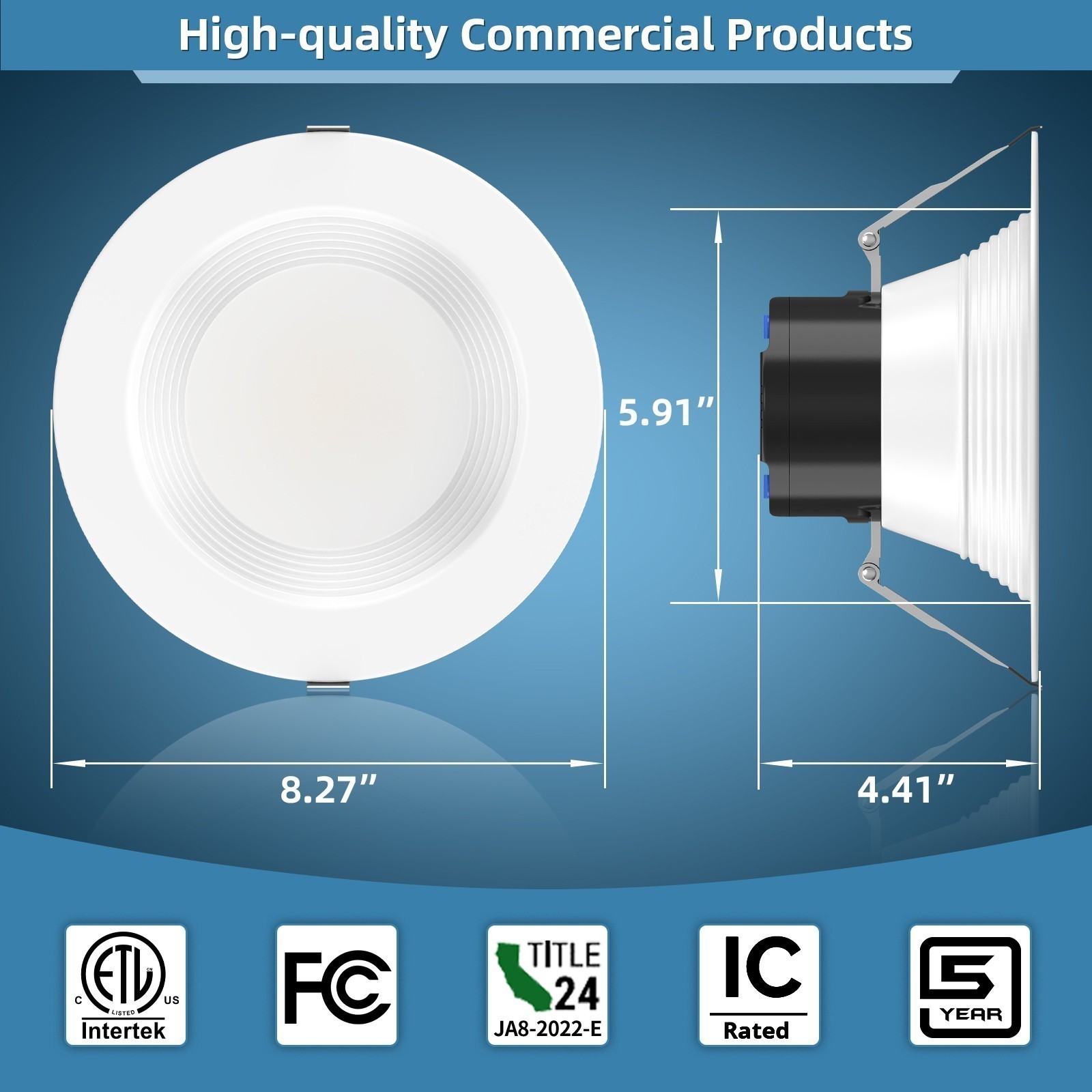 12 Pack 10/8/6 Inch Recessed LED Commercial Downlight 5CCT 2700K-5000K Dimmable gallery
