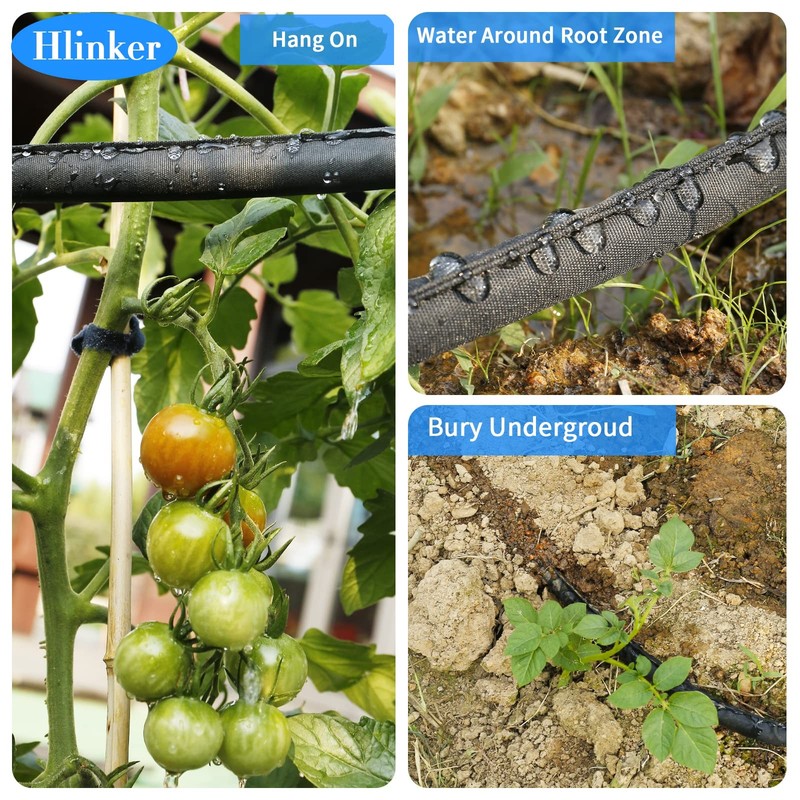 Soaker Hose 75 FT 1/2 Flat Heavy Duty Double Layer Drip Irrigation Hlinker Beds gallery