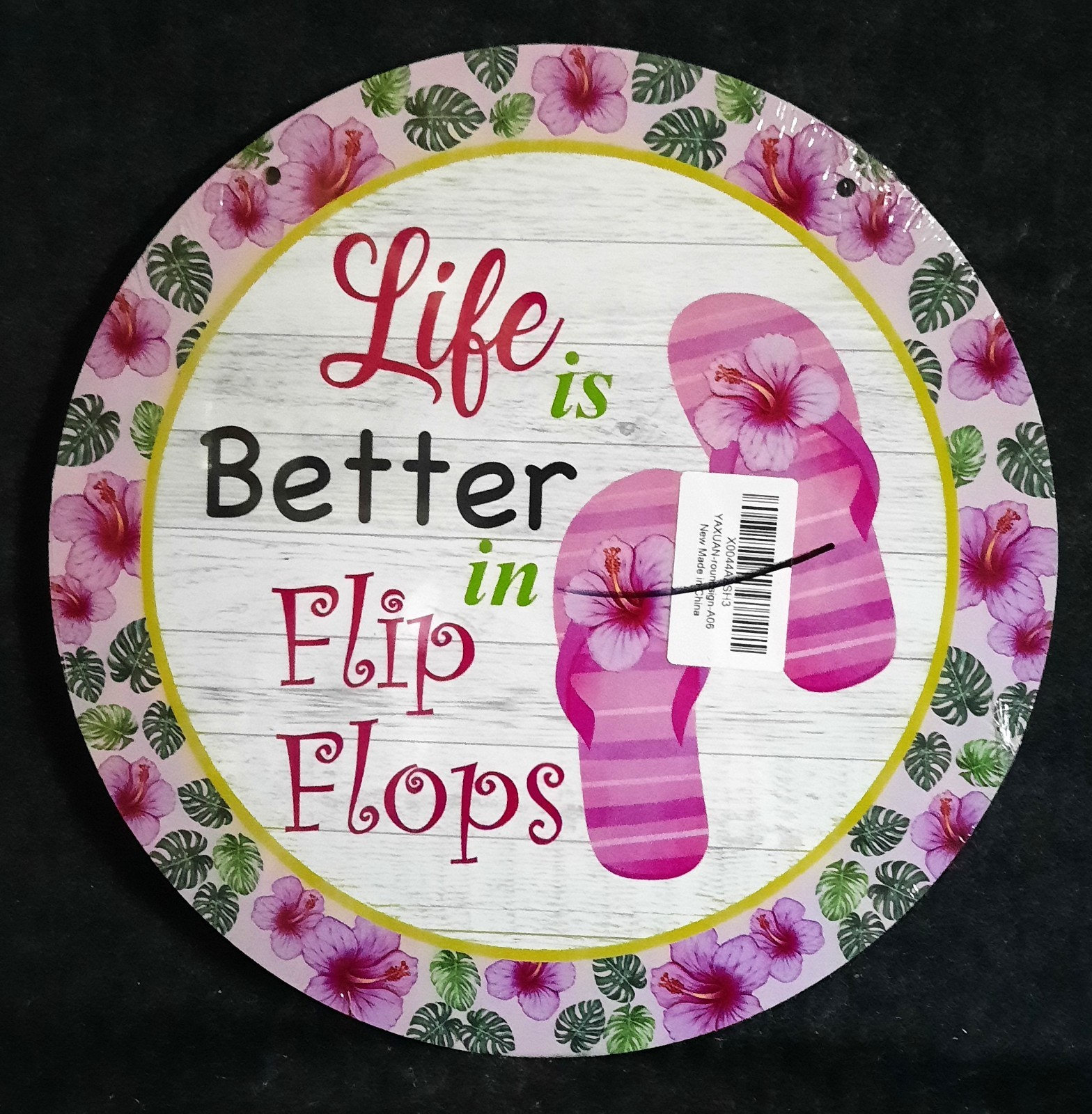 Life Is Better In Flip Flops Sign! White W/ Gold, Green, Pink & Purple. gallery