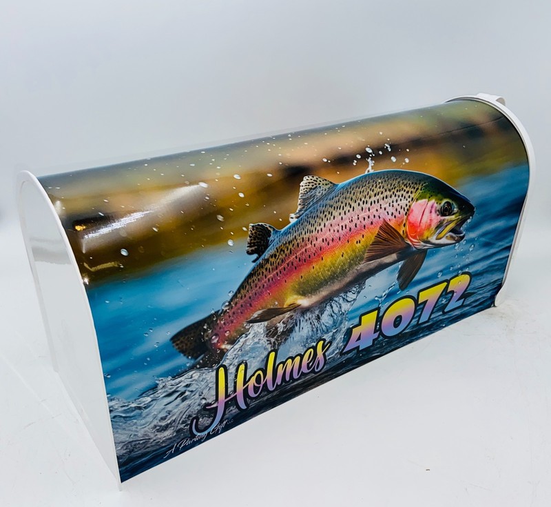 Rainbow Trout Custom Mailbox, Personalized Christmas gift, Stocking filler gallery