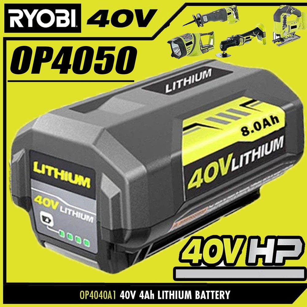 2PACK 4PACK 8.0Ah Battery 40 Volt for Ryobi 40V Lithium OP40602 Battery with LED