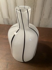 Modern Black & White Striped Ceramic Vase – Abstract Minimalist Decor