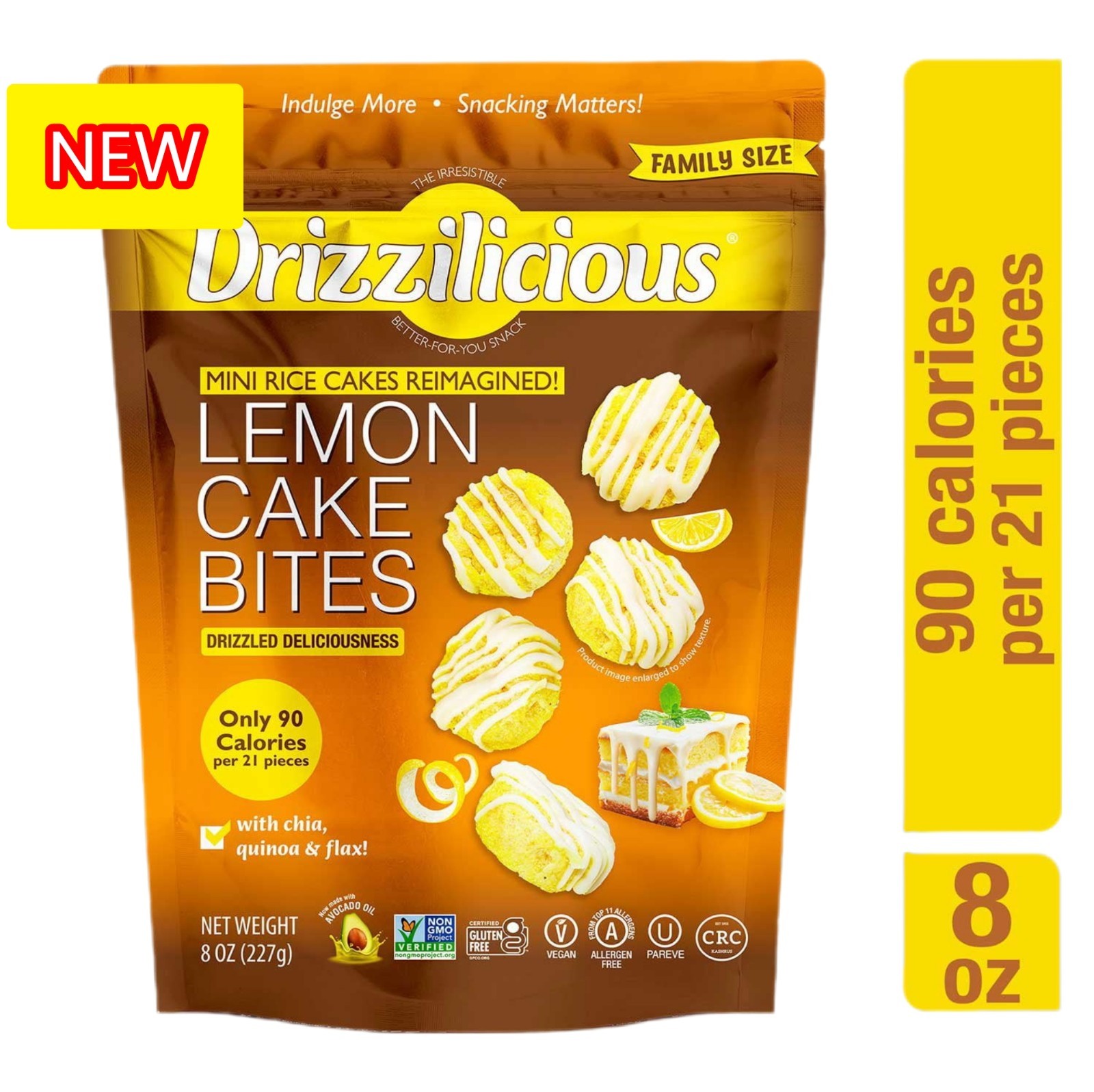 Drizzilicious Lemon Cake Bites Mini Rice Cakes Vegan Gluten Free Snacks 8oz gallery
