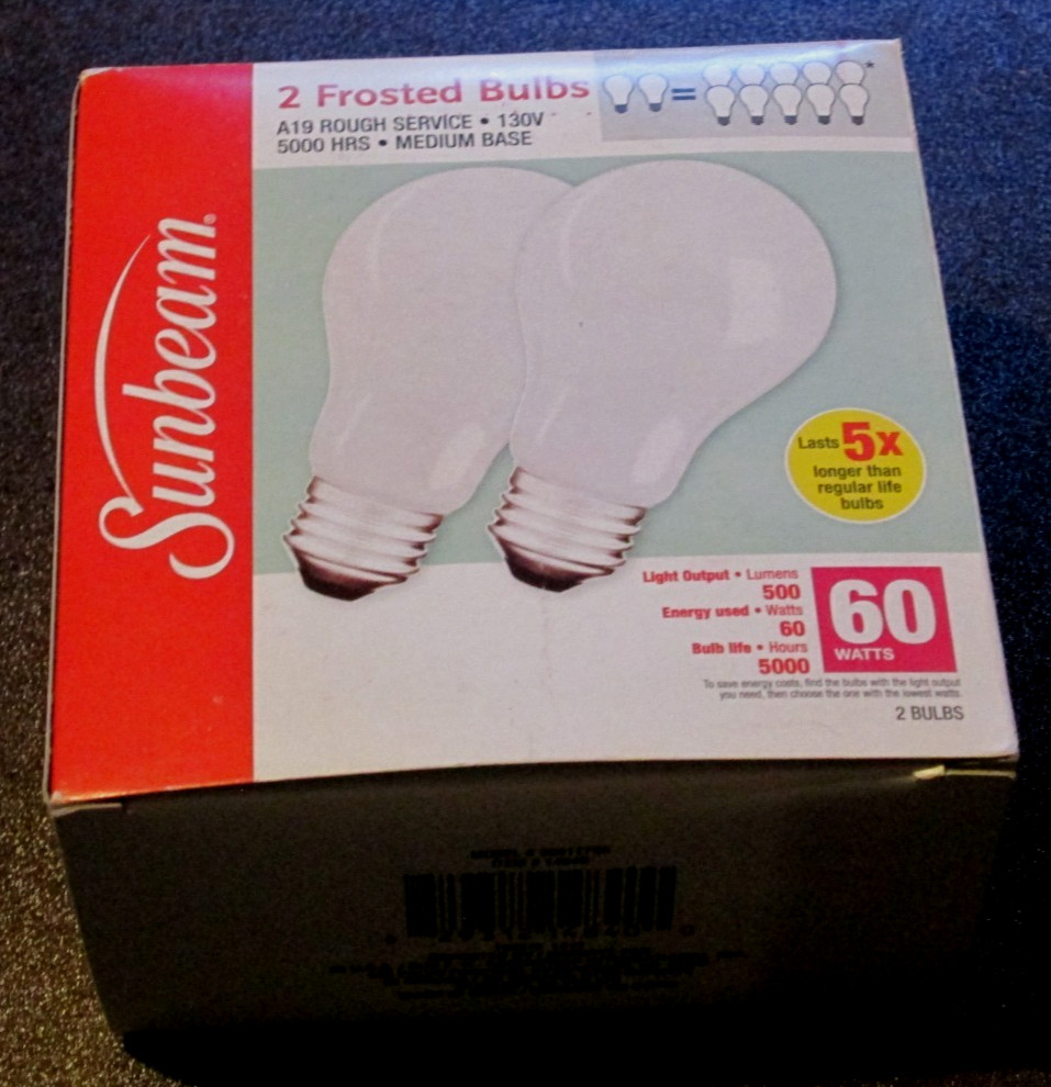 60W A19 Medium Base Frosted Rough Service Light Bulbs - 2 Ct - free shipping gallery