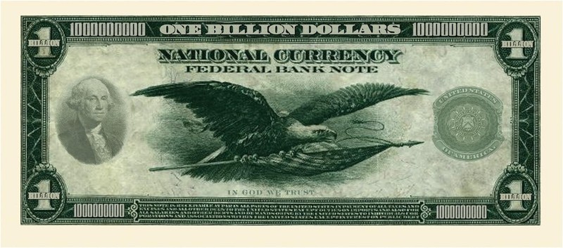 100 TOTAL - Classic Billion Dollar Eagle Party Novelty Fake Poker Money Bills gallery