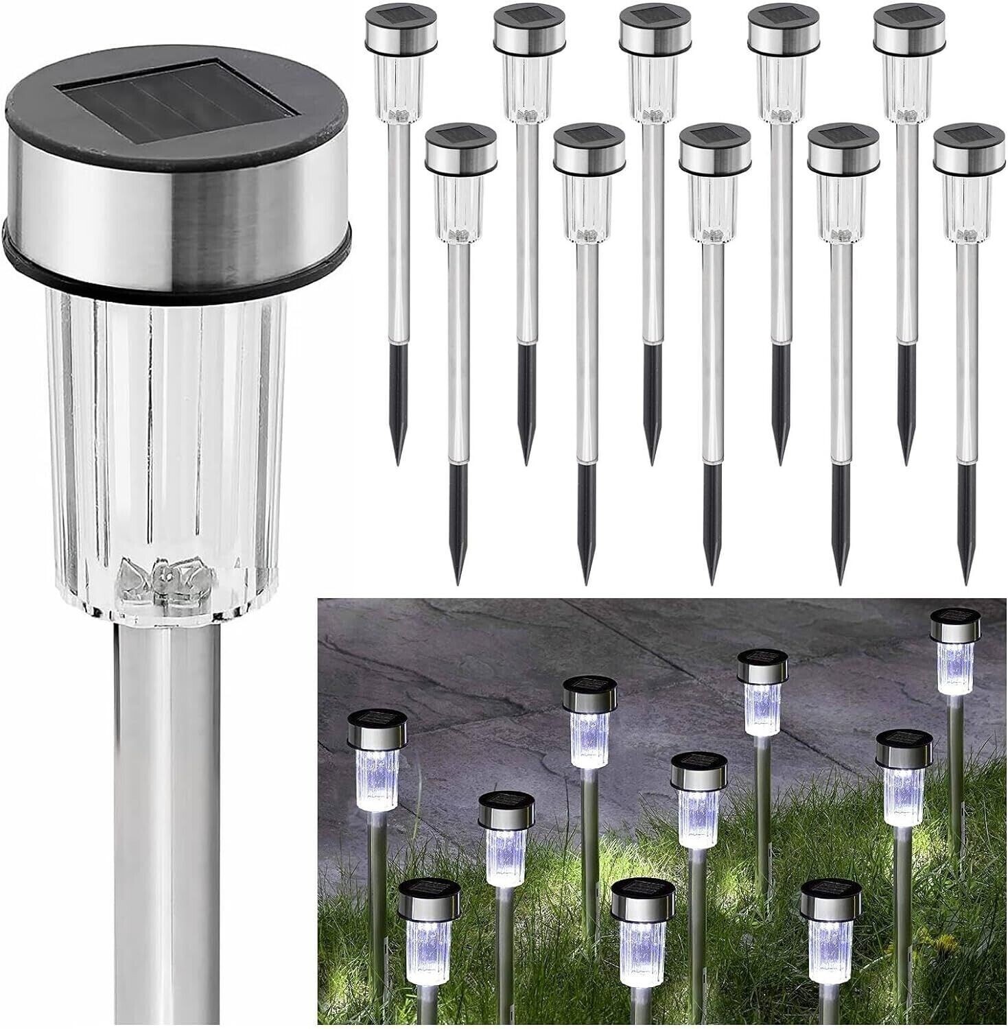 10x Solar Pathway Stake Lights LED Outdoor Garden Yard Patio Lawn Landscape Lamp gallery