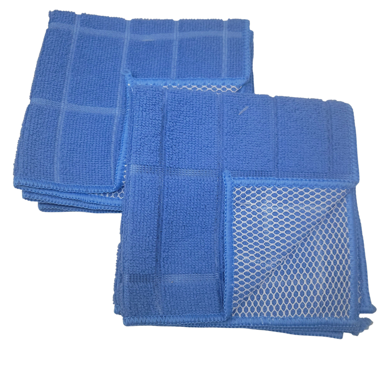 4 Blue Dish Cloths Mesh Scrubber Rags Microfiber Windowpane Cleaning Towel Soft gallery