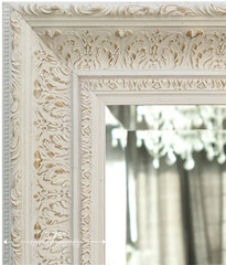 West Frames Elegance Ornate Embossed Wood Framed Wall Mirror Antique White Gold