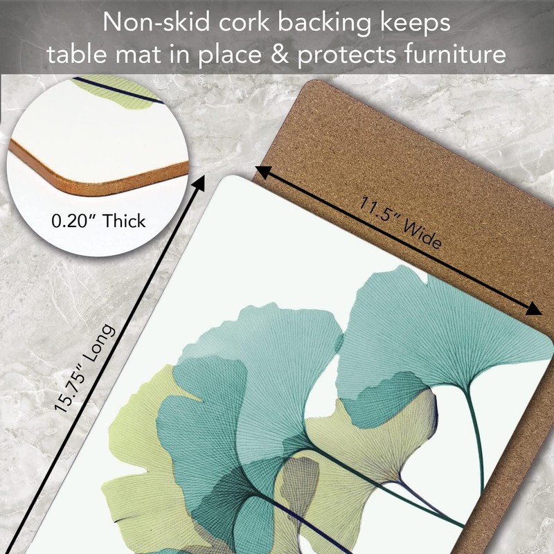 Decorative Hardboard Cork Back Tabletop Placemats 4 Pack Manufactured in The USA gallery
