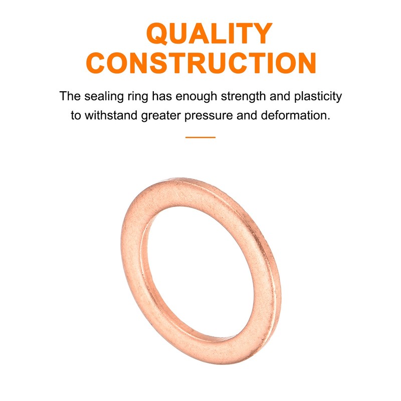 52 Pcs Flat Copper Washers 10x14x1mm Copper Flat Sealing Ring Washers gallery