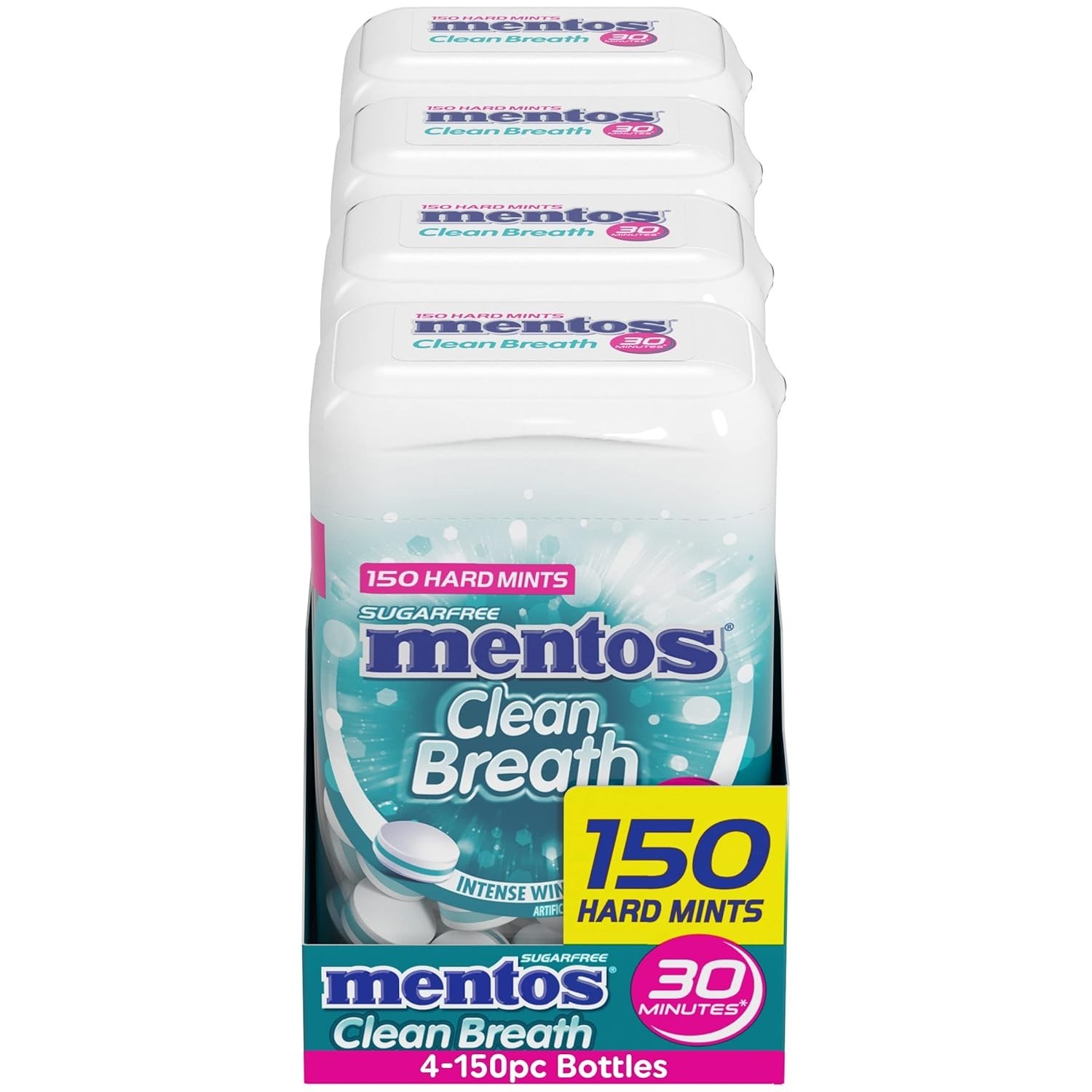 Mentos Clean Breath Hard Mints, Intense Wintergreen, 150 Pieces, 4 Count Pack gallery