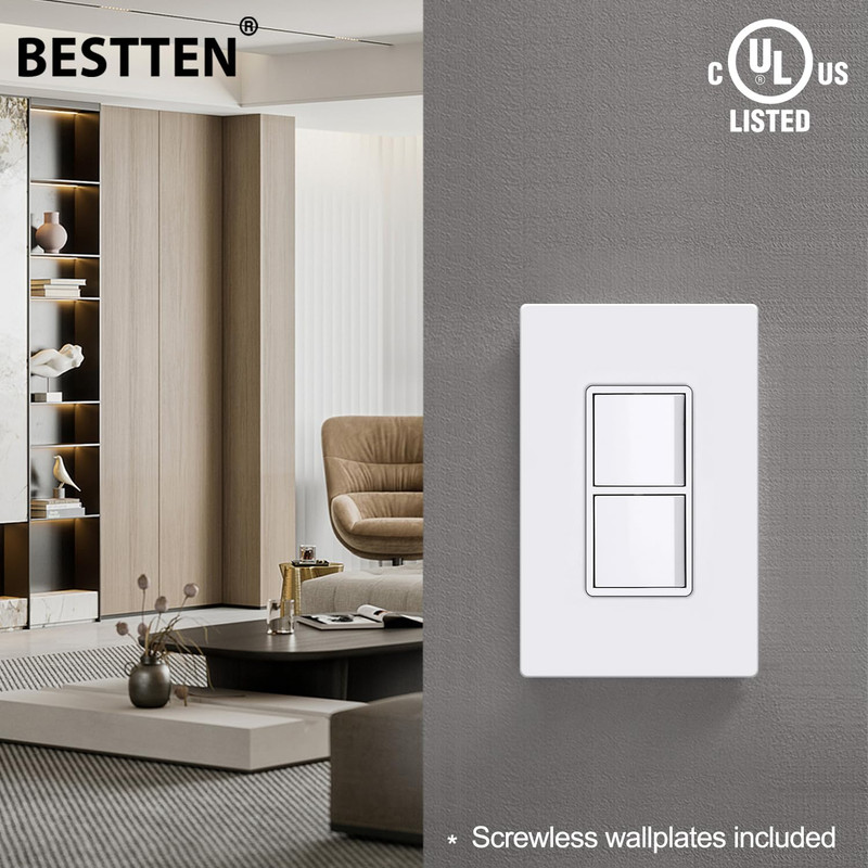 10 Pack Double Light Switch, On/Off Rocker Dual Wall switch, 15A 120V, Single Po gallery